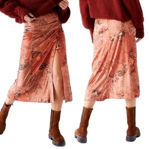 Free People Velvet midi skirt